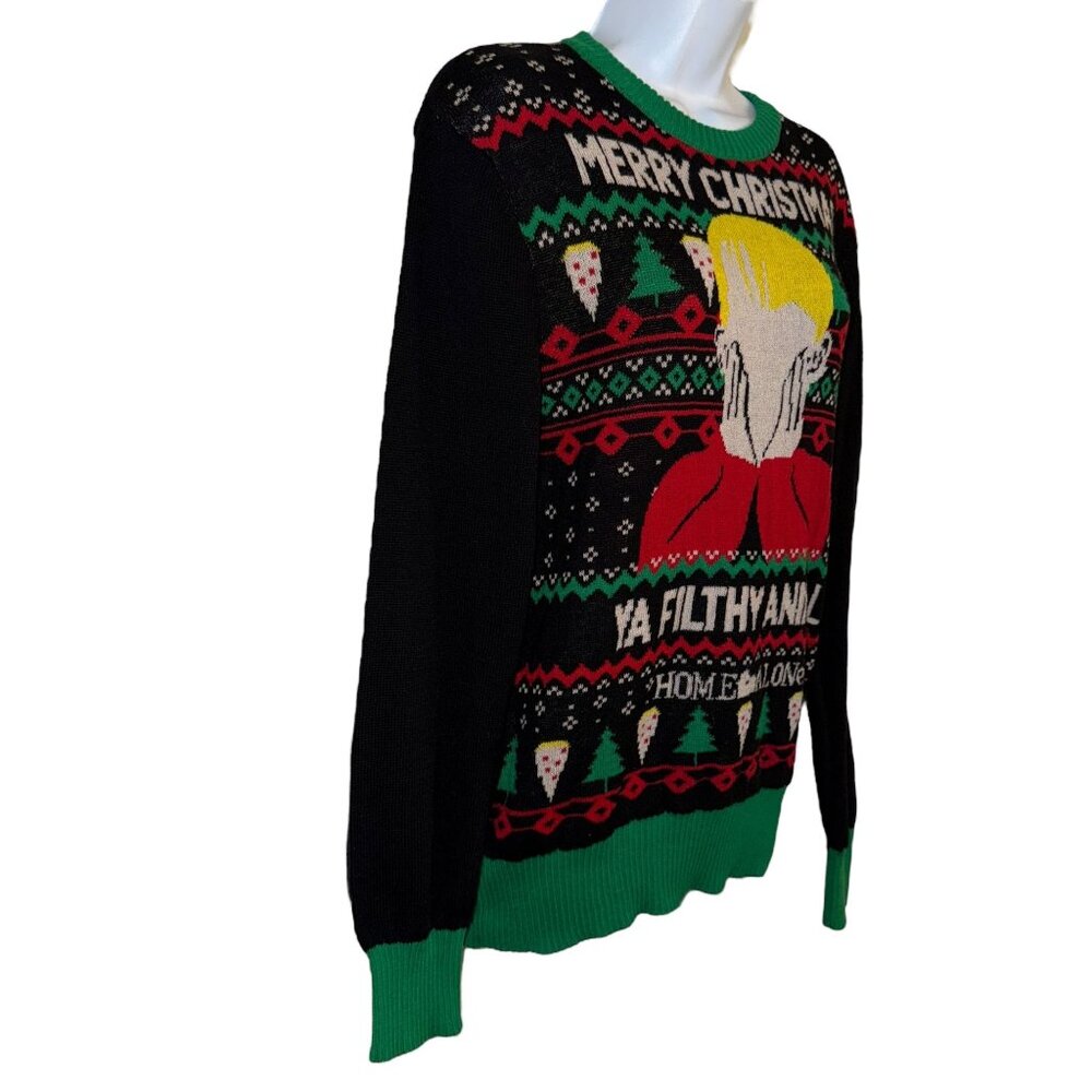 Home Alone Sweater Juniors L Merry Christmas Ya Filthy Animal Black Holiday - Picture 4 of 9